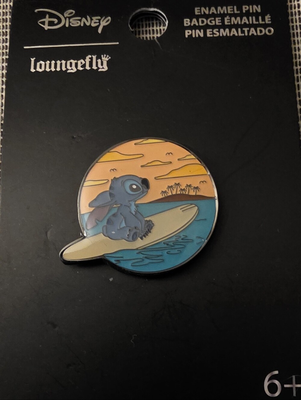 Disney Stitch Surf Pin - New On Card